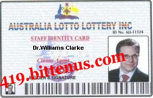 Australian lottery staff identity card_dr1williams